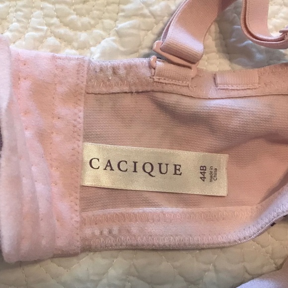 Cacique cotton boost plunge pale pink bra with black floral pattern (44B) - Picture 8 of 10